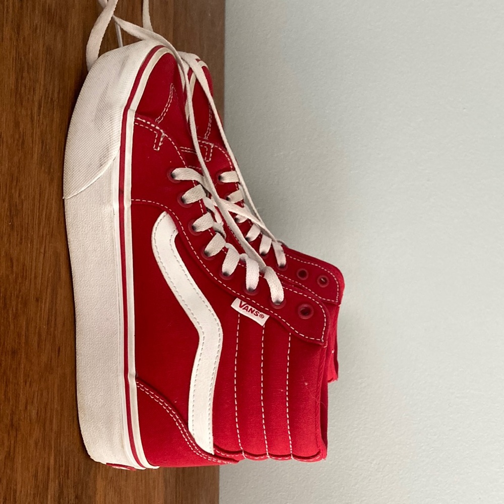 Size 7 red white platform vans
